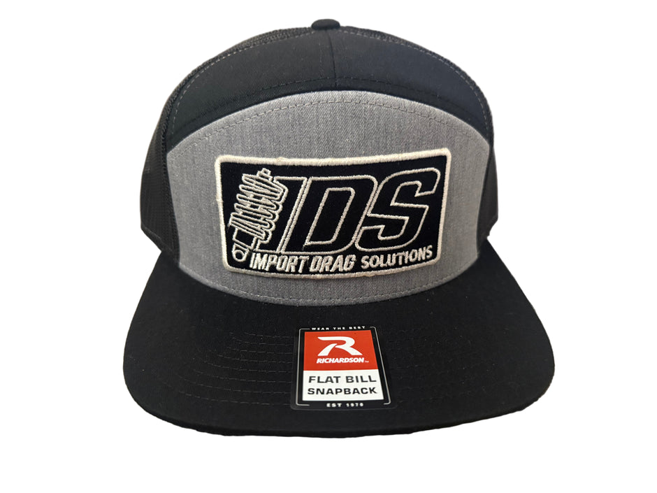 **NEW ** Grey / Black 7 Panel - Flat Bill