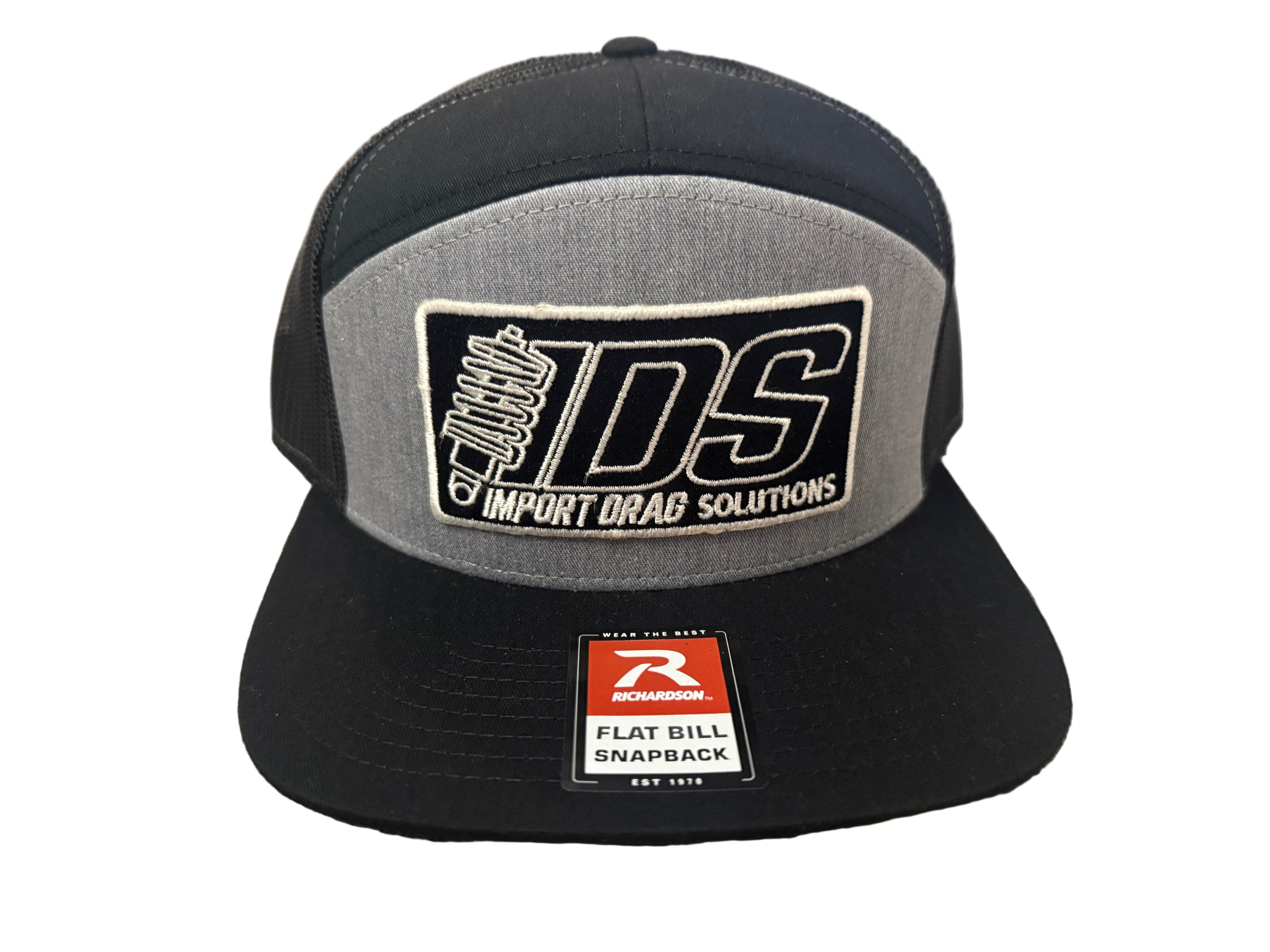 **NEW ** Grey / Black 7 Panel - Flat Bill