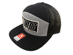 **NEW ** Grey / Black 7 Panel - Flat Bill