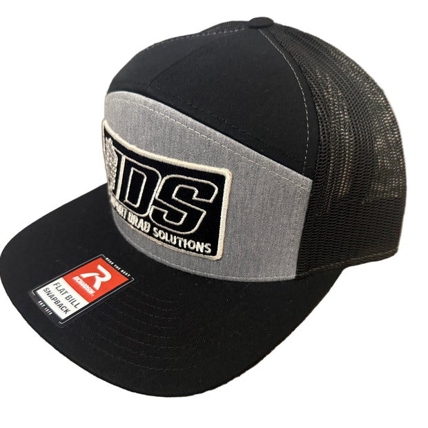 **NEW ** Grey / Black 7 Panel - Flat Bill